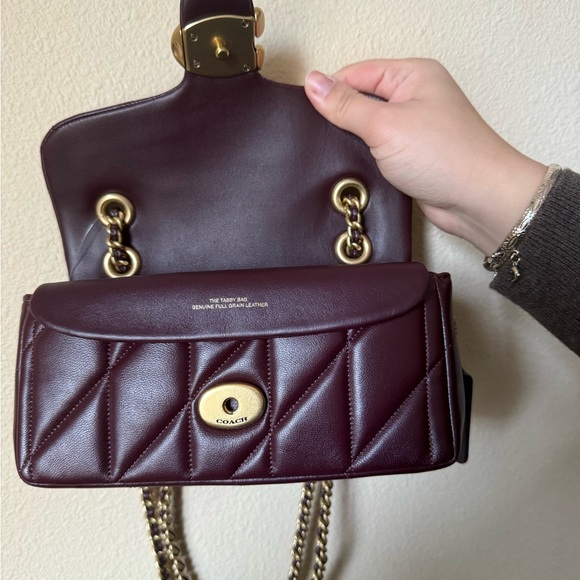 COACH Quilted Black Currant Tabby 20 Leather Shoulder Bag - Picture 7 of 13